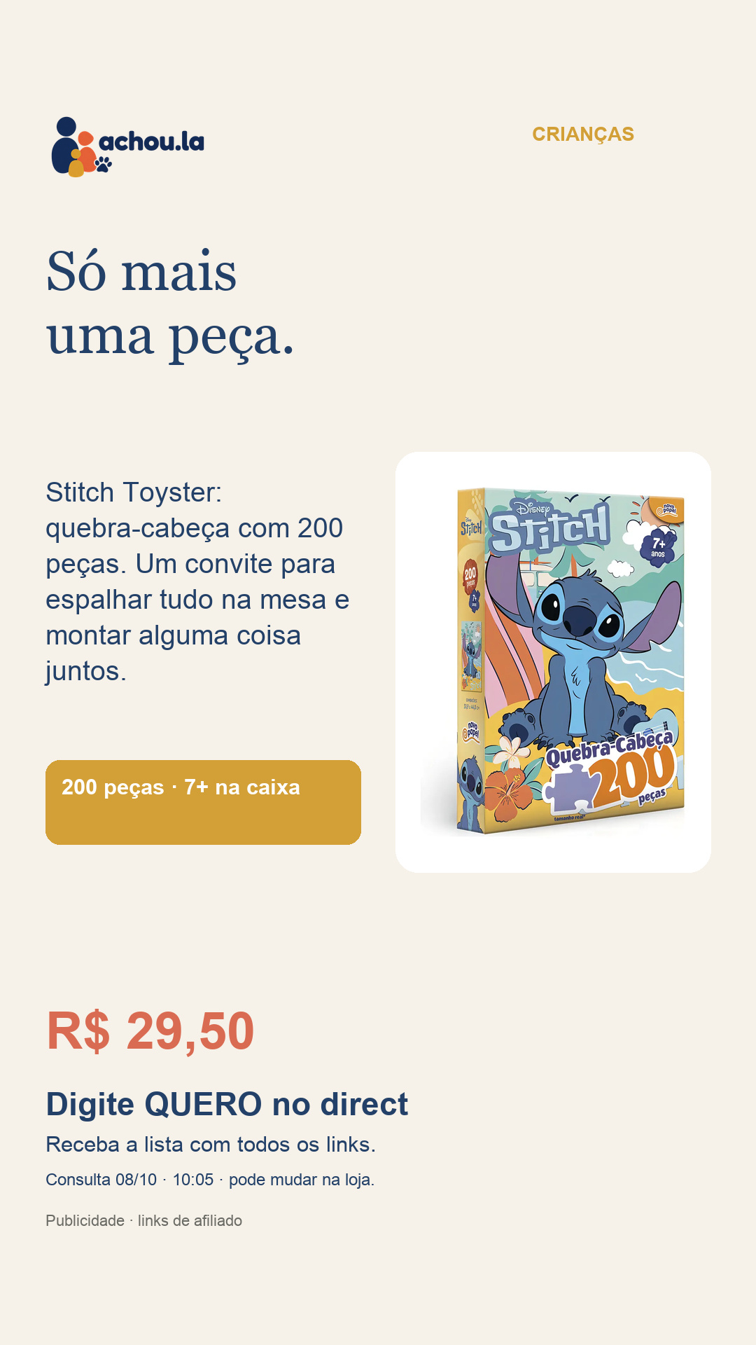 Story do achado KIDS-005